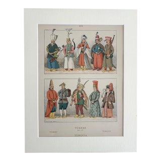 Antique 1925 Max Tilke 17th c. Turkish Costume Print in 11x14 Mat Ready to Frame For Sale