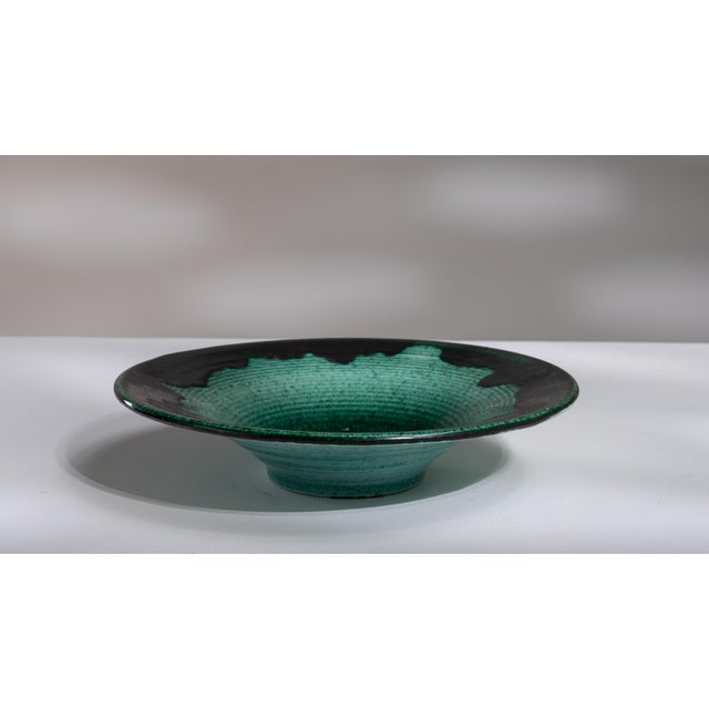 1960s France Teal Ceramic Serving Bowl For Sale - Image 13 of 15