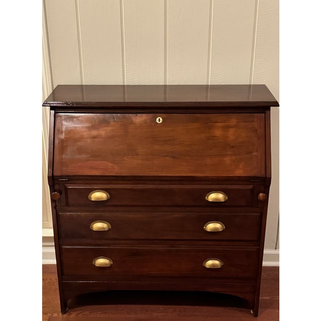 Antique American Solid Walnut Slant Front Writing Desk With Drawers Circa late 1800's. Beautiful piece of early Americana....