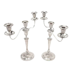 Pair of English Georgian Old Sheffield Candelabras, C. 1780-90