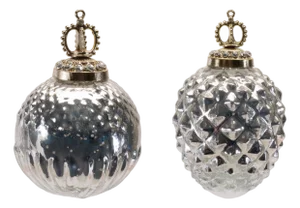 Glass Ornament Set of 2  3"D, 3.5"H