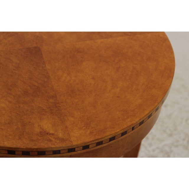 1990s Hickory White Round Maple Neoclassical End Table For Sale - Image 5 of 12