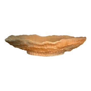 Large Vintage Brutalist Terracotta Oval Centerpiece Bowl For Sale