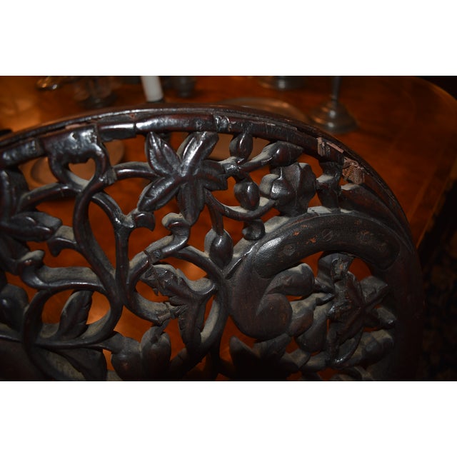 19th Century Set of Four Anglo Indian Rosewood Carved Side Chairs For Sale - Image 12 of 13