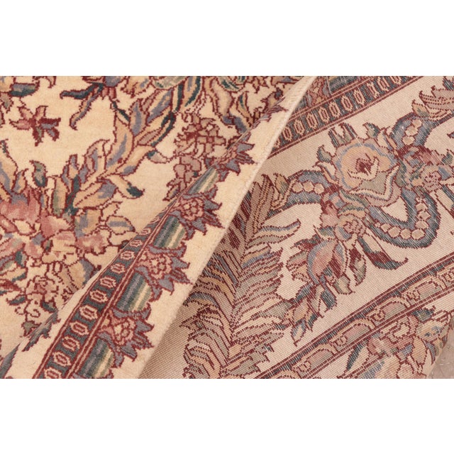 Textile Shabby Chic Trellis 1990's Pak-Persian Ivory/Pink Wool Rug - 6'3'' X 9'1'' For Sale - Image 7 of 9