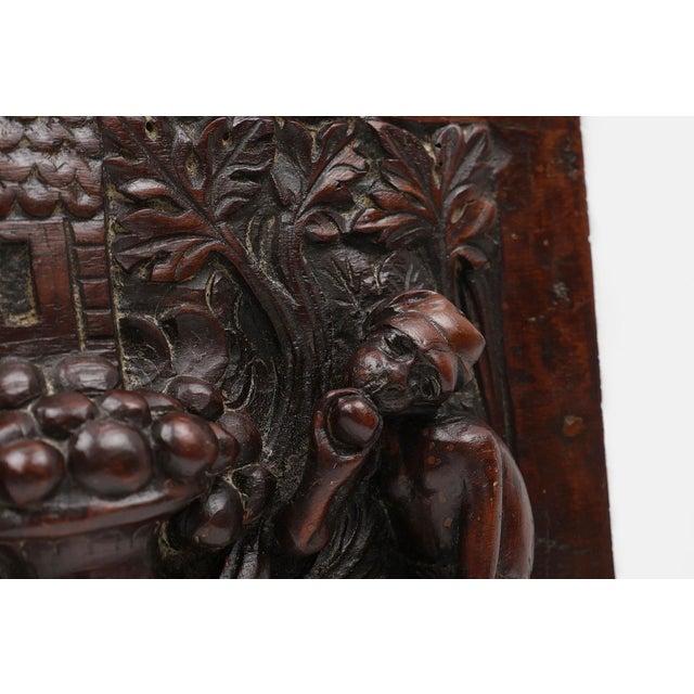Gothic Hand-Sculpted Panel in Oak, Belgium, 17th Century For Sale - Image 6 of 11