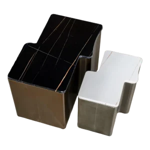 Ludwig Set of 2 Marble Top Bronze and Gold Coffee Table Set