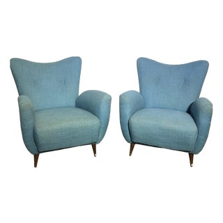 Mid-Century Blue Armchairs from Isa Bergamo, 1950s, Set of 2 For Sale