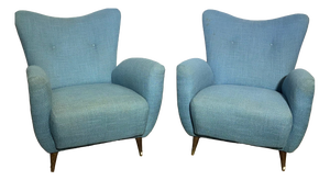 Mid-Century Blue Armchairs from Isa Bergamo, 1950s, Set of 2