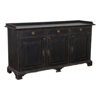 19th Century Swedish Black Painted Pine Sideboard Buffet For Sale