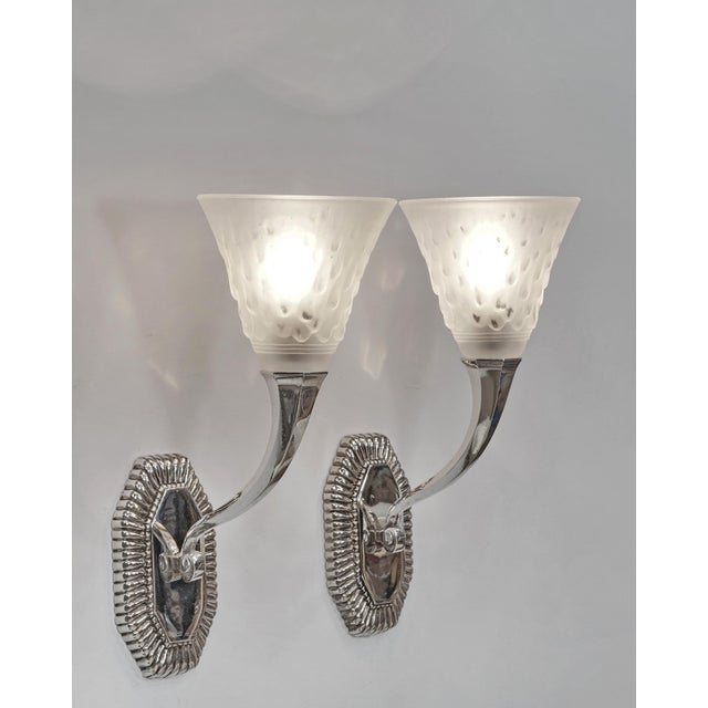 Art Deco French Art Deco Wall Sconces by Capon & Muller Freres 1930 France - A Pair For Sale - Image 3 of 12