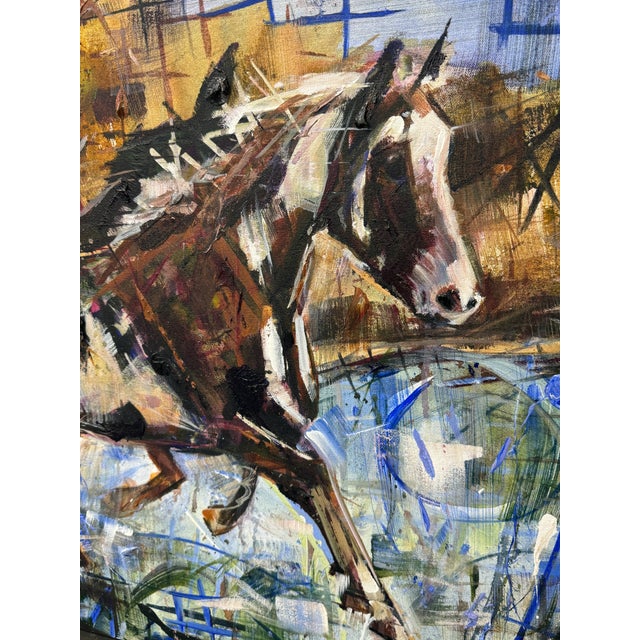 Early 21st Century A River Run by Kent Paulette Equestrian Horse Paintings, Big Sky Chic, Modern Cowboy, Western Yellowstone Aesthetic For Sale - Image 5 of 8