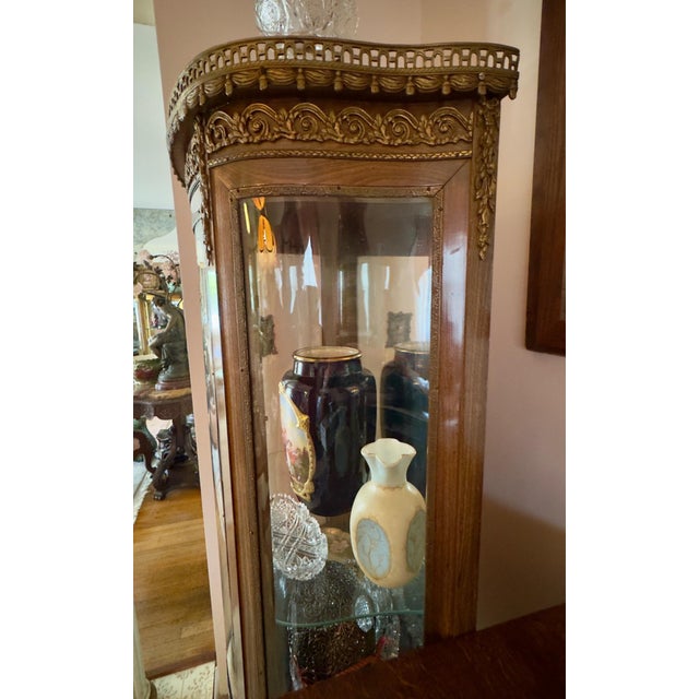 Metal Antique French Louis XV Style Vernis Martin Vitrine Cabinet For Sale - Image 7 of 15