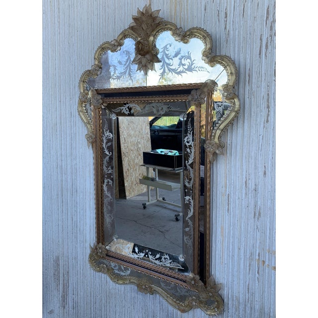 18th Century Crest Top Venetian Rectangular Mirror, Handmade and Hand Silvered For Sale - Image 18 of 18