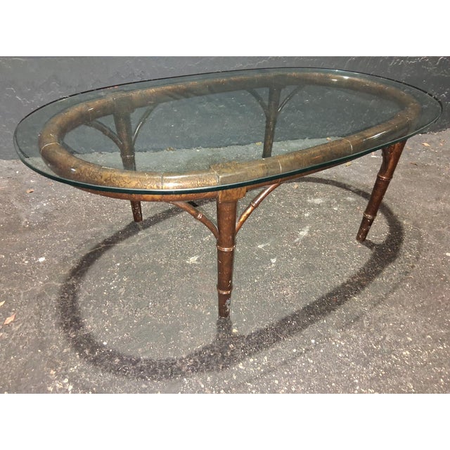 1940's Hollywood Regency Faux Tortoise/ Bamboo Form Coffee/ Cocktail Table For Sale - Image 11 of 12