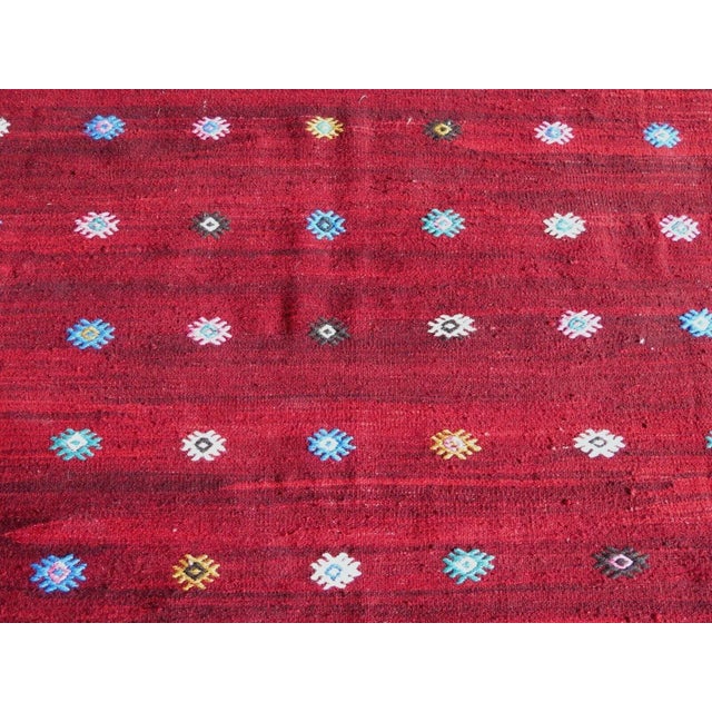 1960s Red Turkish Kilim Rug - 70"x148" For Sale - Image 4 of 12