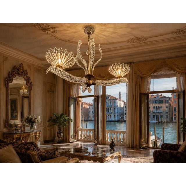 Italian Art Deco Murano Glass Chandelier by Ercole Barovier, 1940 For Sale - Image 9 of 11