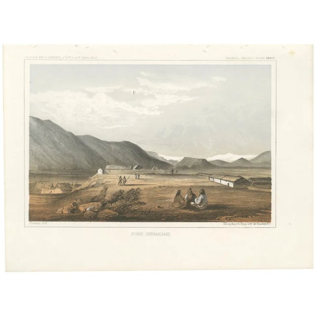 Fort Okinakane, Tinted Lithograph from the Pacific Railroad Survey, 1856, Print For Sale