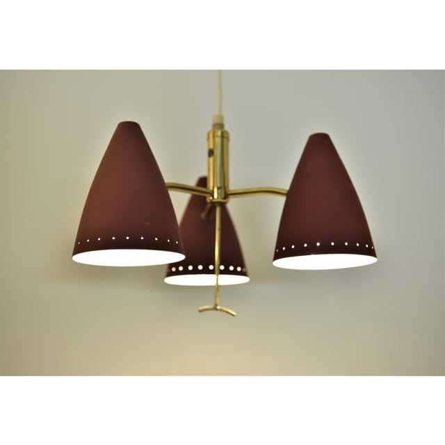 Swedish modern triple pendant lamp with elevator function 1950s. rare swedish tripple pendant lamp with an elevetor...