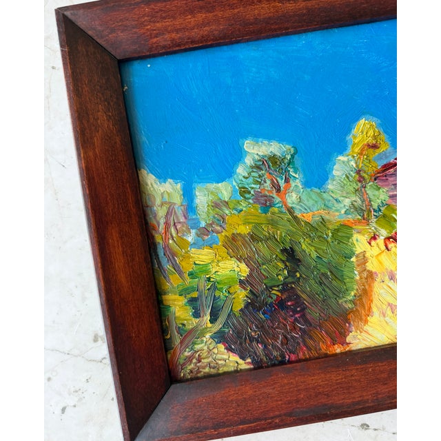 20th Century Framed Oil on Panel Abstract Landscape Scene From Paris For Sale - Image 6 of 8