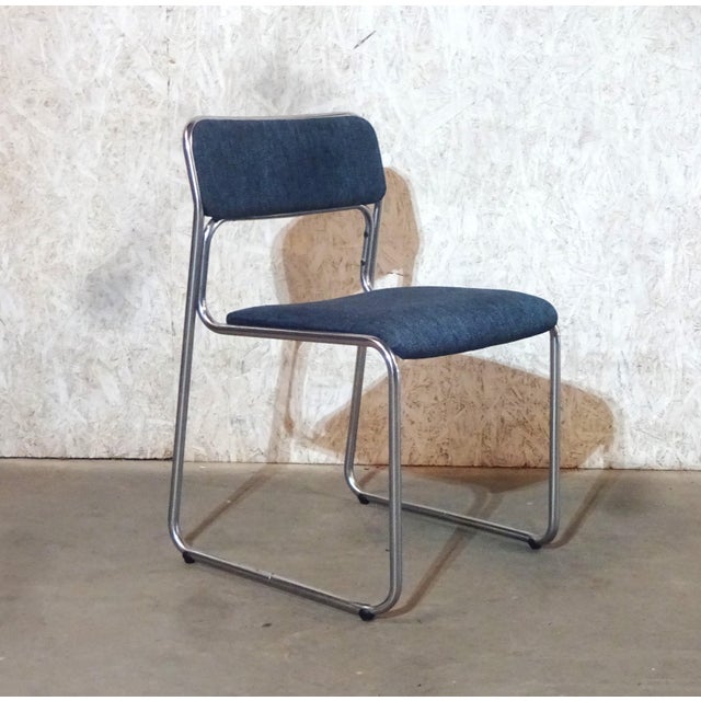 Mid-Century Modern Dutch Model SE09 Chairs with Tubular Frames by Walter Antonis for 't Spectrum, Holland, 1971, Set of 4 For Sale - Image 3 of 10