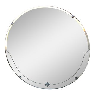 Vintage Art Deco Unframed Beveled Wall Mirror For Sale