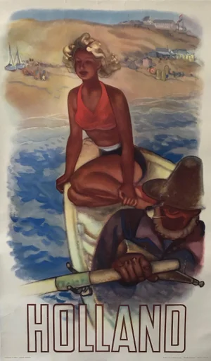 1950 Original Vintage Dutch Travel Poster, Holland (Fisherman)