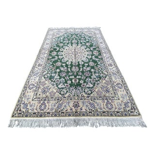 4'1" X 6'7" Persian Nain Style Hand-Knotted Wool and Silk Touch Rug For Sale