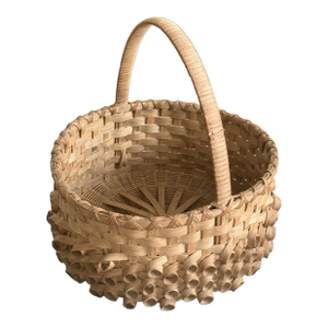 Vintage Hand-Woven Fruit Basket With Delicate Coiled Detail