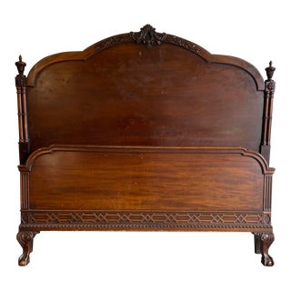 Antique English Traditional Full Size Mahogany Bed For Sale