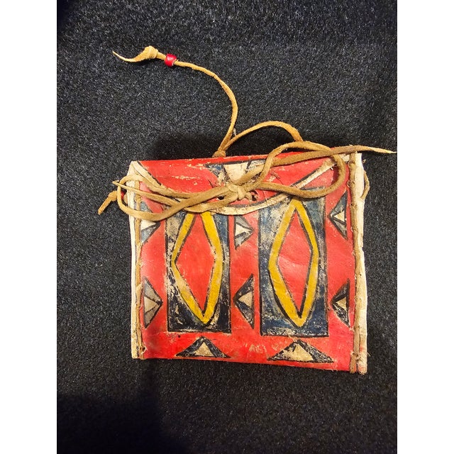 Red Early 19th C Lakota Sioux Hand Painted Parfleche Pouch in Custom Display Frame For Sale - Image 8 of 10