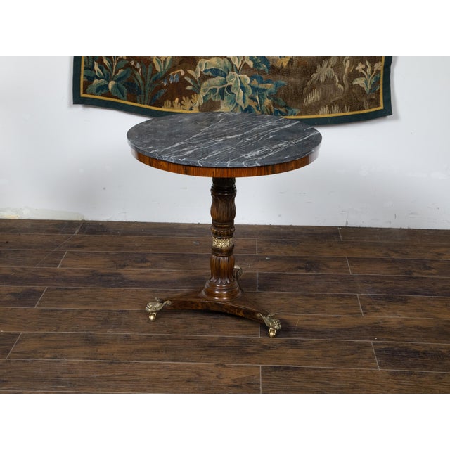 English Regency Period 19th Century Mahogany Side Table with Grey Marble Top For Sale In Atlanta - Image 6 of 10