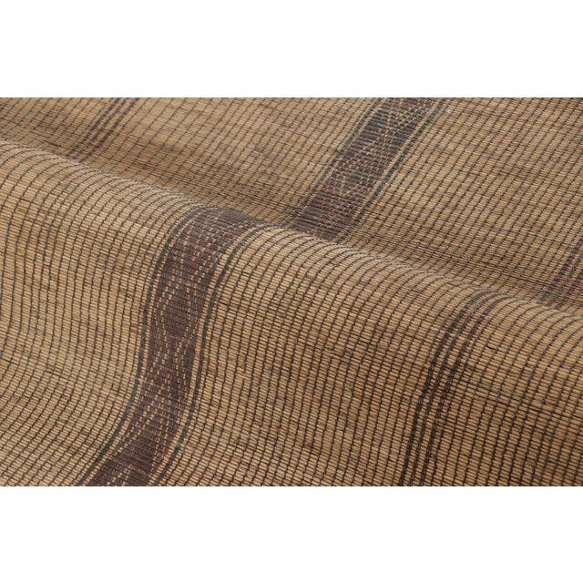 Vintage Tuareg Mat Runner in Brown and Beige With Vertical Geometric Patterns For Sale In New York - Image 6 of 7