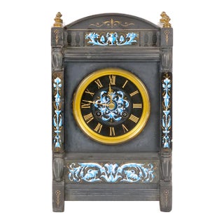 Tiffany & Co. French Black Slate / Enamel Striking Mantel Clock, Circa 1880–1890 For Sale