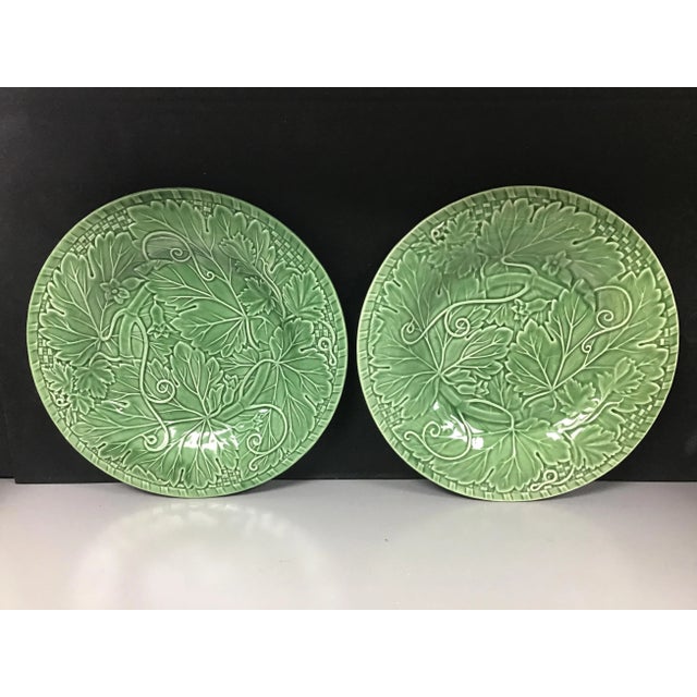 Ceramic Vintage Bordallo Pinheiro Vine & Leaf Plate - a Pair For Sale - Image 7 of 8
