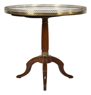 French Neoclassical Louis XVI-Style Marble-Top Mahogany Gueridon Regency 19th Century