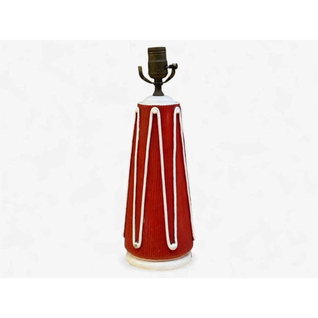 Italian Modern, Red Ceramic, Table Lamp, Italy, 1950s For Sale - Image 4 of 9
