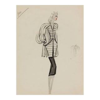 Vintage French Fashion Art Print – Black and White Fashion Illustration, 18" X 24" For Sale