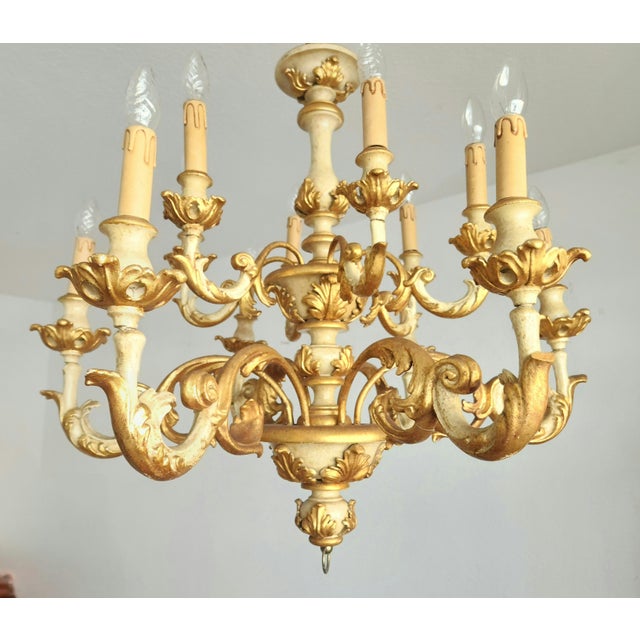 Vintage Florentine Chandelier with Gold Leaf, 1930s For Sale - Image 6 of 18