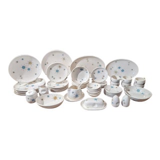 1950s MCM Franciscan Starburst Dinnerware 56 Pc Set - Service for 6 For Sale