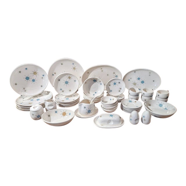 1950s MCM Franciscan Starburst Dinnerware 56 Pc Set - Service for 6 For Sale