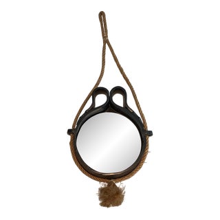 Small Ceramic and Rope Mirror For Sale