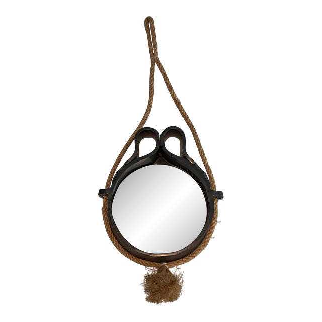 Small Ceramic and Rope Mirror For Sale