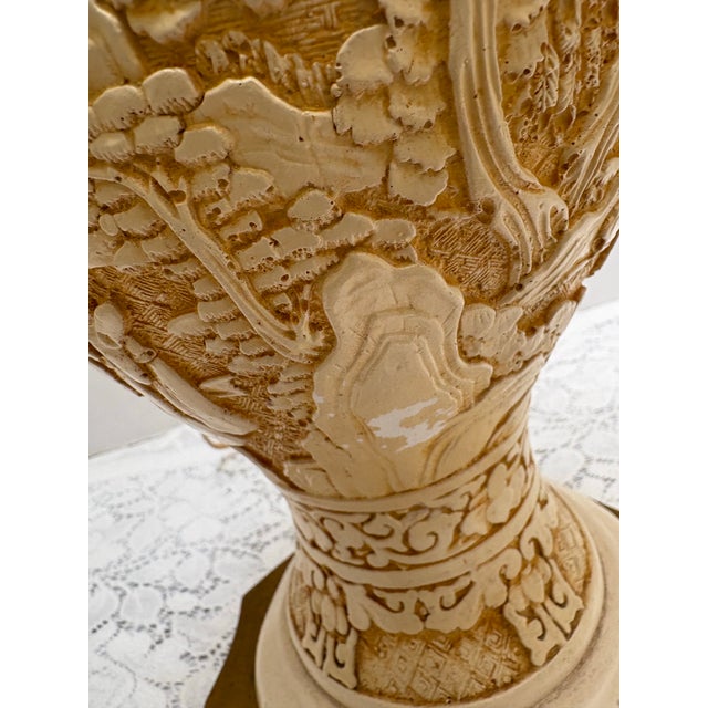 1960s Midcentury Asian Chinoiserie Pair of Pottery Table Lamps -Set of Two For Sale - Image 5 of 12