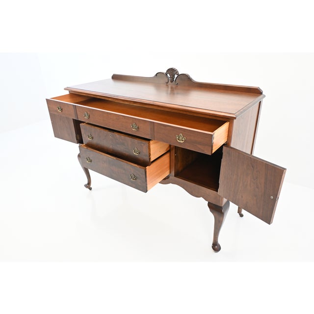 Baker Furniture Queen Anne Revival Walnut Sideboard, Circa 1920s | Newly Refinished For Sale - Image 9 of 18