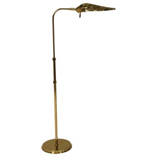 Pair of Frederick Cooper Adjustable Brass Goose Neck Floor Lamps For Sale