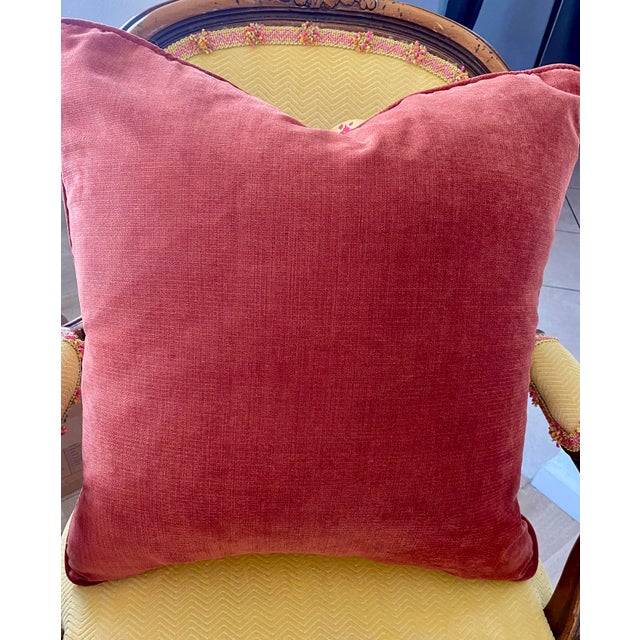 China Seas Quadrille Fabric Down-Filled Sofa Pillow For Sale - Image 4 of 5