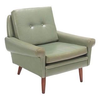 Svend Skipper -1960s Danish Modern Lounge Chair in Sage Faux Alligator For Sale