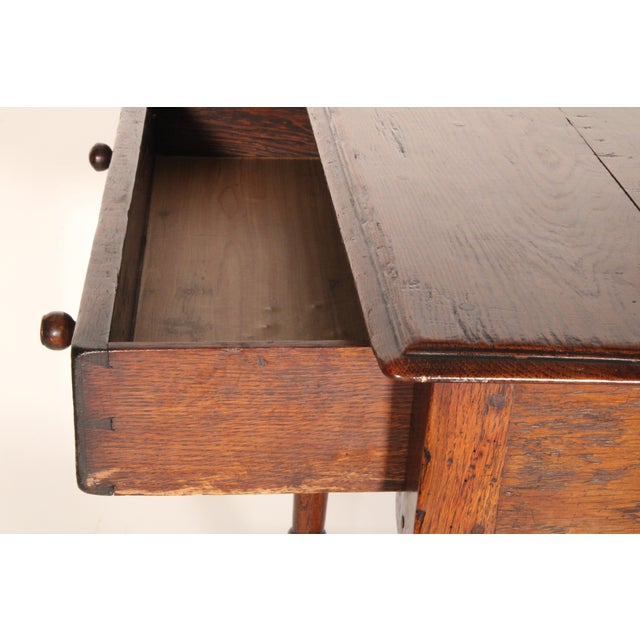 Antique Tudor Style Oak Side Table For Sale - Image 9 of 10