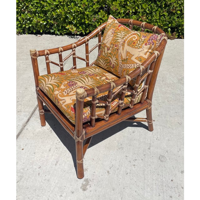 Wood Authentic McGuire Lounge Chair, New Lee Jofa Cushions For Sale - Image 7 of 17